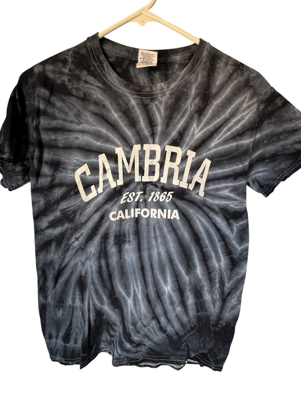 Retro Cambria California CA Gray Tie-Dye Graphic Tee Men’s S